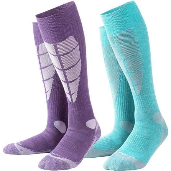 FITS Light Ski Socks - Over The Calf Superfine Merino Wool For Skiing & Snowboarding - View #7